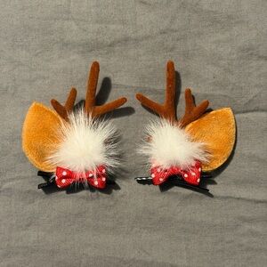 Colourpop Cosmetics Rudolph Reindeer Antler Hair Clips with Red Bow